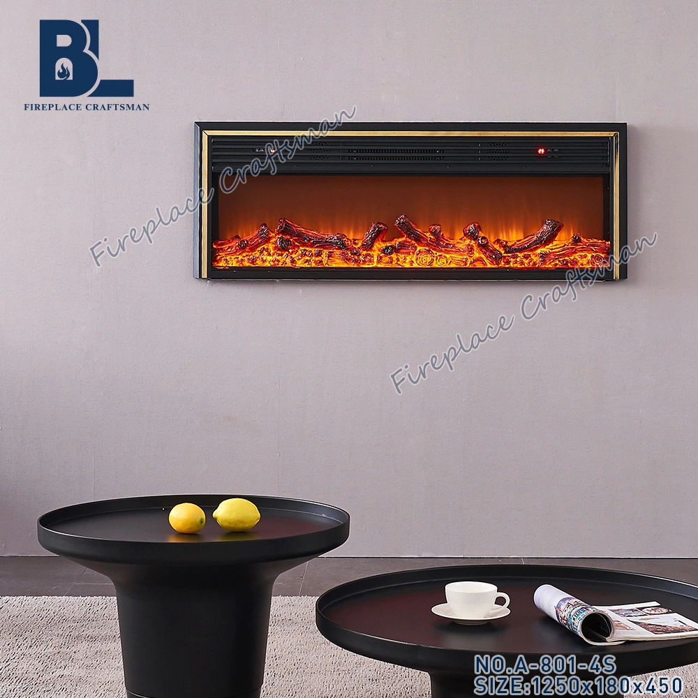 Iron Cast Bluetooth-Enabled Remote Control House Used LED Heating Wall Mounted Pellet Stove Insert Electric Fireplace for Livingroom Furniture Decor